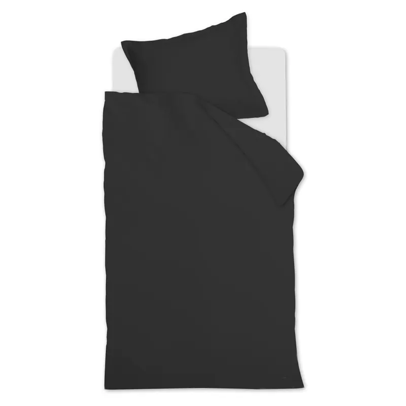 Ambiante Satin Bettwäsche Uni_Black_ _UV_135x200 + 1x 1 , 1 135 x 200 cm, 80 x 80 cm schwarz