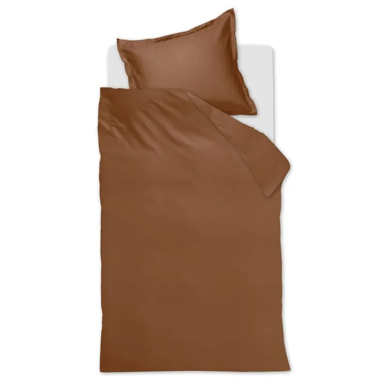 Ambiante Satin Bettwäsche Uni_Brown_ _UV_155x220 + 1x 1 , 1 155 x 220 cm, 80 x 80 cm braun