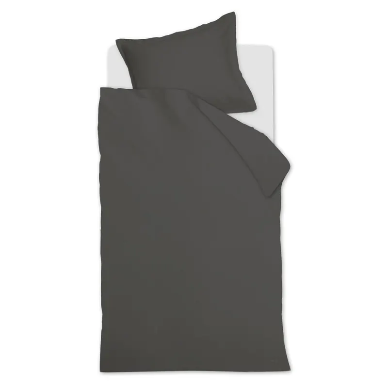 Ambiante Satin Bettwäsche Uni_Dark Grey_ _UV_135x200 + 1x 1 , 1 135 x 200 cm, 80 x 80 cm Grau