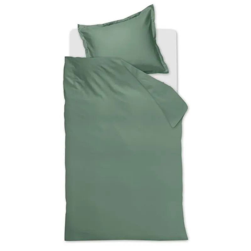 Ambiante Satin Bettwäsche Uni_Green_ _UV_155x220 + 1x 1 , 1 155 x 220 cm, 80 x 80 cm grün