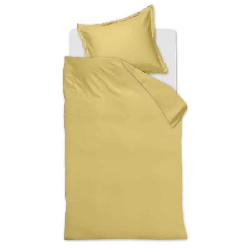 Ambiante Satin Bettwäsche Uni_Light Yellow_ _UV_155x220 + 1x 1 , 1 155 x 220 cm, 80 x 80 cm gelb