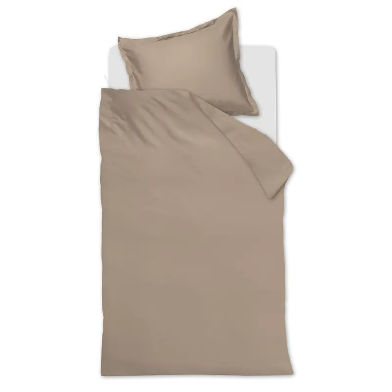 Ambiante Satin Bettwäsche Uni_Taupe_ _UV_155x220 + 1x 1 , 1 155 x 220 cm, 80 x 80 cm natur