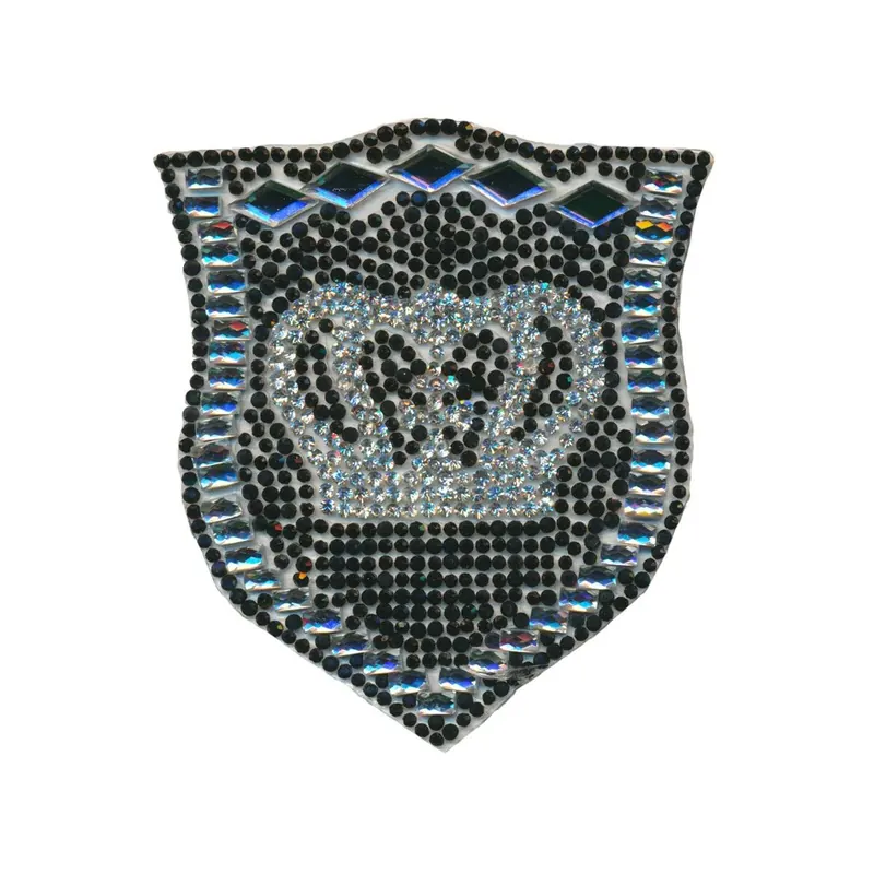 Applikation CRYSTAL CROWN, Kronen-Wappen, schwarz-crystal