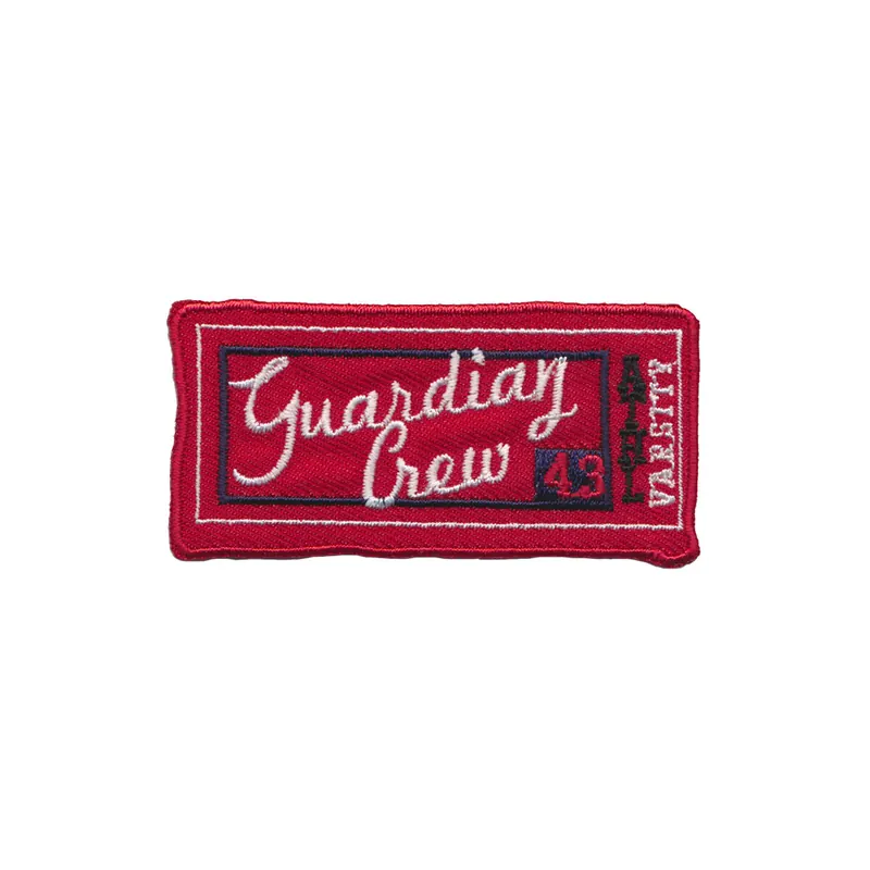 Applikation GUARDIAN CREW, Label mit Schriftzug, rot-weiß