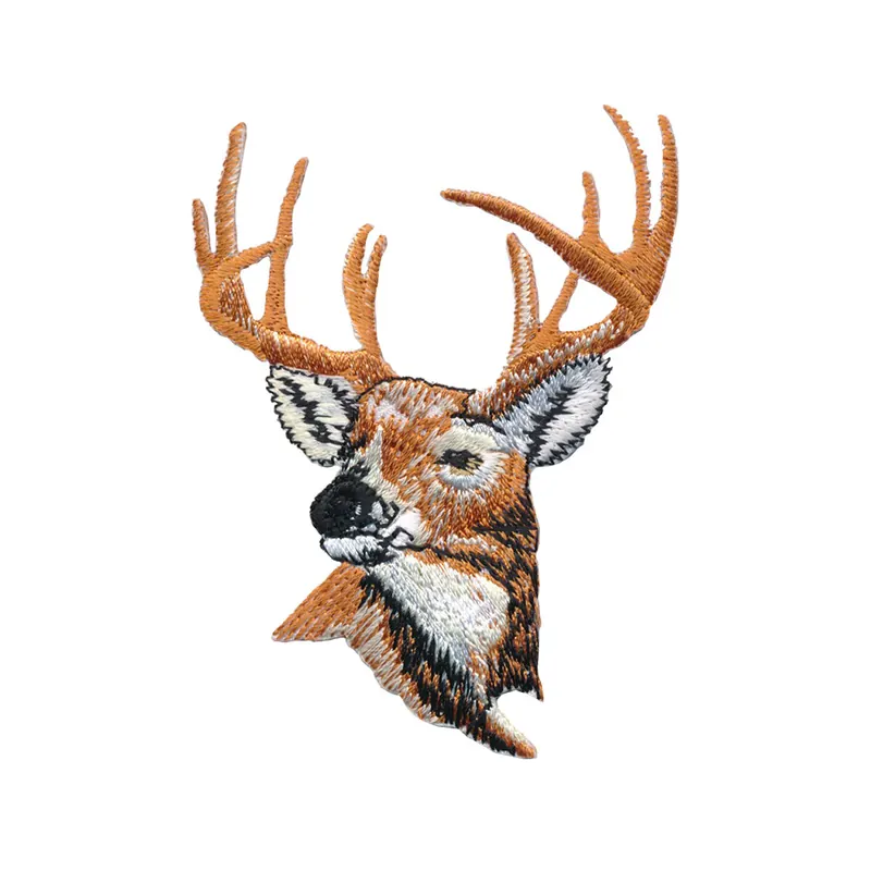 Applikation IMPRESSIVE DEER, Hirschkopf mit großem Geweih, braun