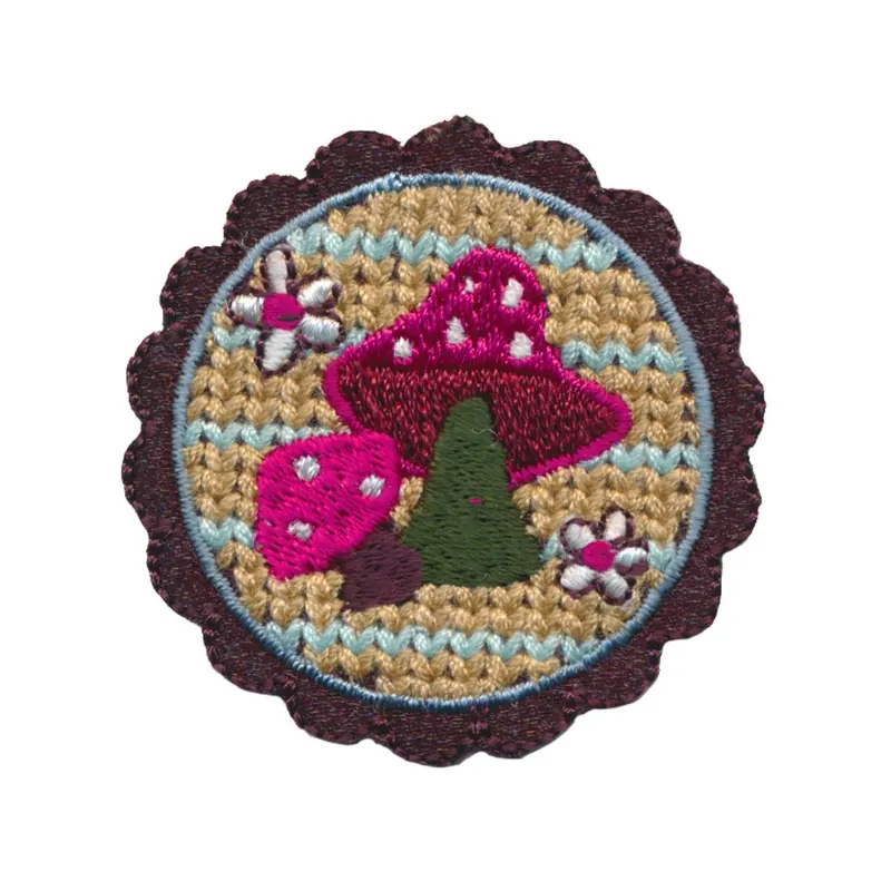 Applikation PURPUR MANTEL, Emblem Fliegenpilz, fuchsia-braun