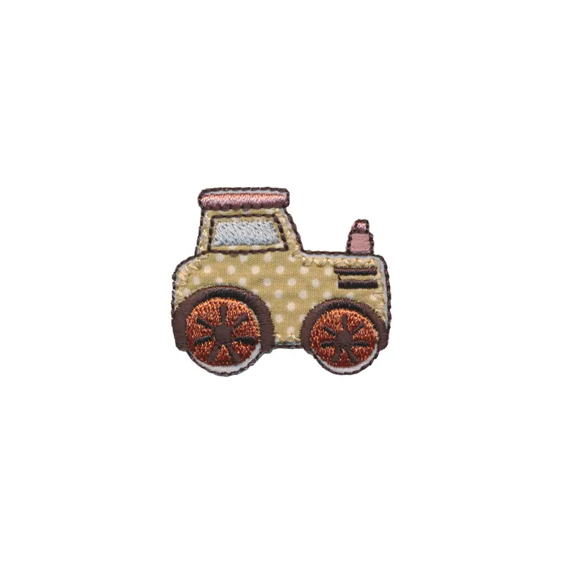 Applikation TRECKER, Traktor mit Punkten, braun-grau