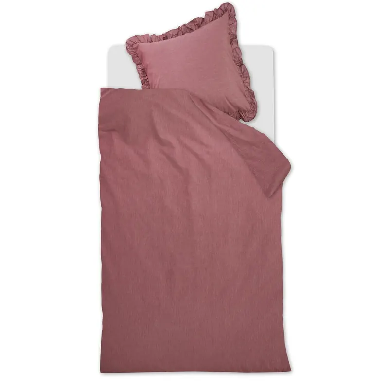 At Home Bettwäsche Renforcé + 1x Halb einfarbig Dunkeles 155 x 220 cm, 80 x 80 cm rosa