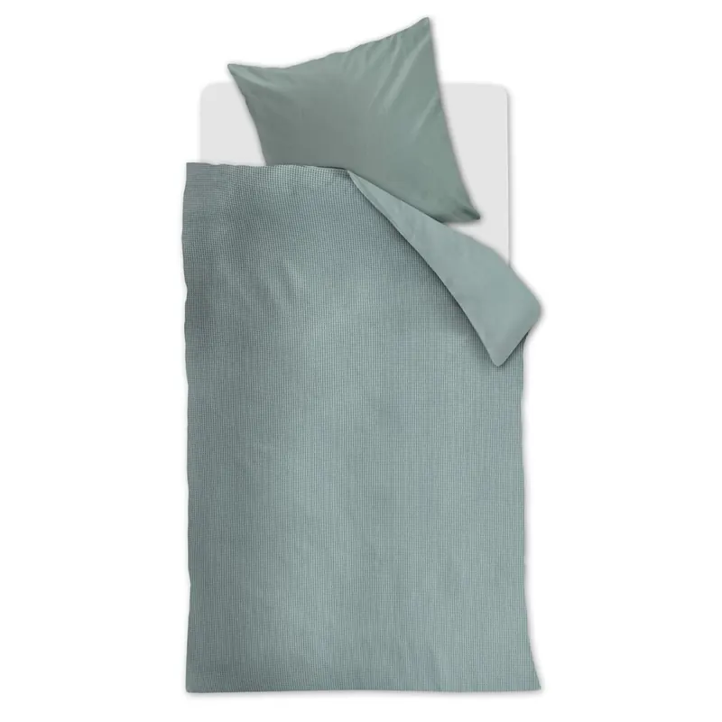 At Home by Beddinghouse Bettwäsche Relax_Grey Green_ _UV_155x220 + 1x 1 , 1 155 x 220 cm, 80 x 80 cm grau