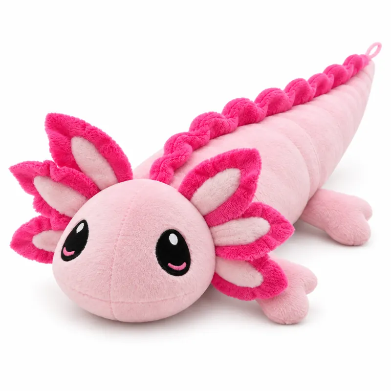Axolotl Echse Molch Kuscheltier Figur Plüsch Tintenfisch Spiel Puppe XL 140 cm Plüschtier Püsch Wassertier (Axolotl rosa pink, 140 cm)