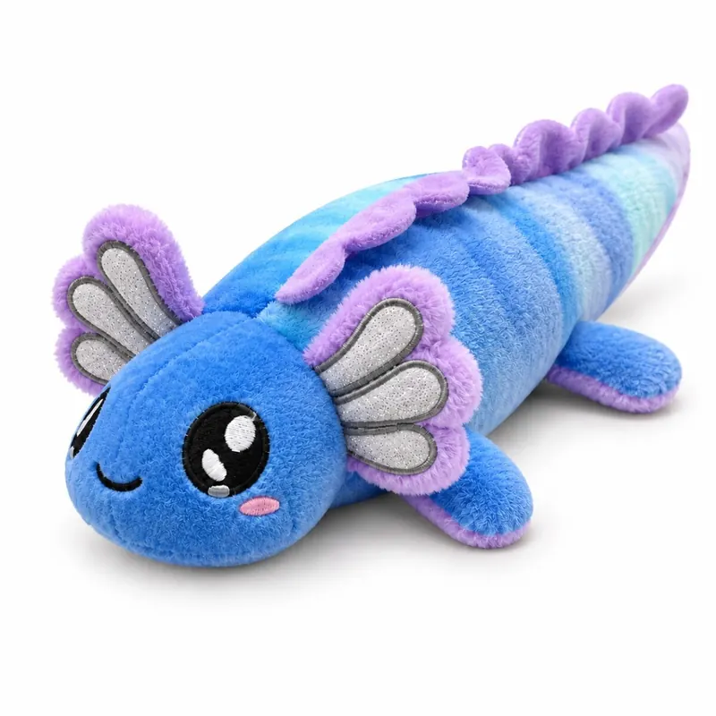 Axolotl Echse Molch Kuscheltier Figur Plüsch Tintenfisch Spiel Puppe XL 32 cm Plüschtier Püsch Wassertier blau neu