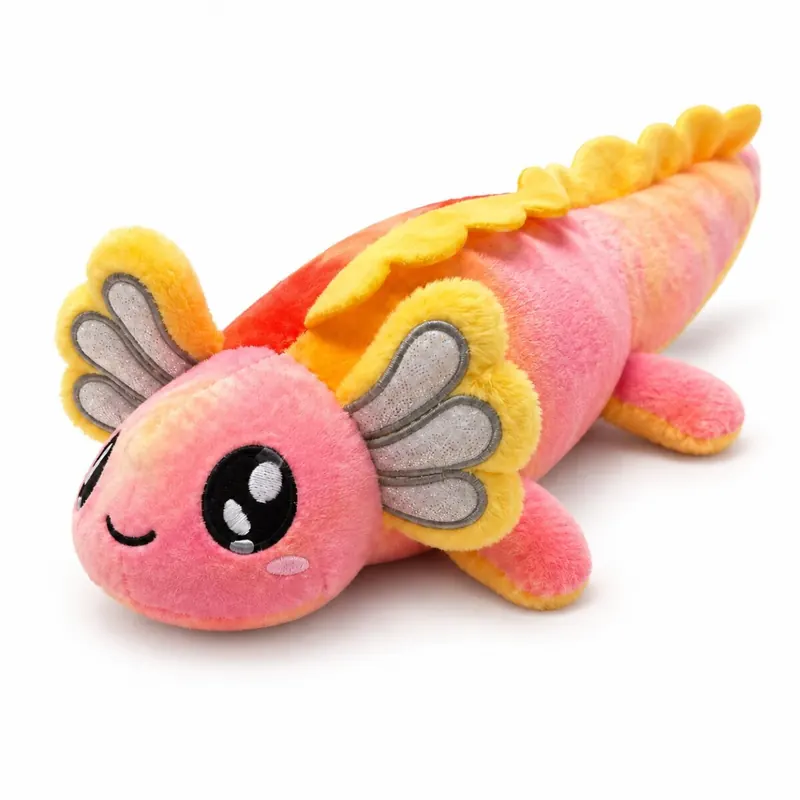 Axolotl Echse Molch Kuscheltier Figur Plüsch Tintenfisch Spiel Puppe XL 42 cm Plüschtier Püsch Wassertier orange neu