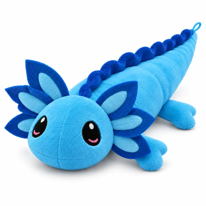 Axolotl Echse Molch Kuscheltier Figur Plüsch Tintenfisch Spiel Puppe XL 68 cm Plüschtier Püsch Wassertier blau