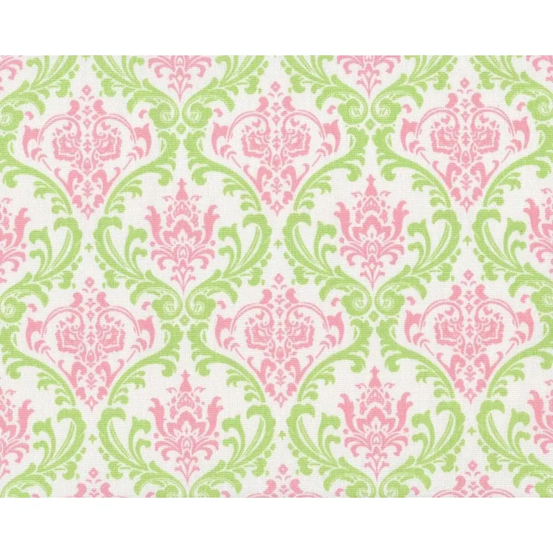 B-Ware Griffiger Baumwollstoff, Dekostoff MIRA, florale Ornamente, hellgrün-altrosa