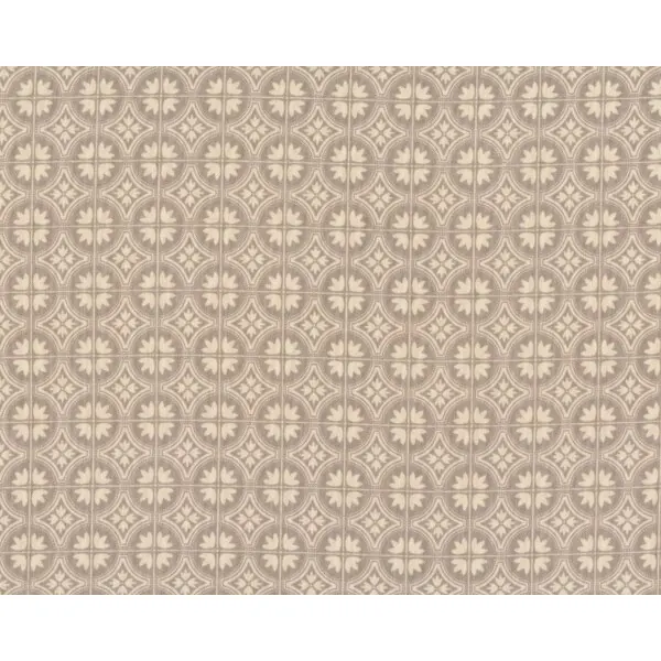 B-Ware Patchworkstoff "Serenata" mit Karo-Ornament-Kreisblüten, beigegrau-hellbeige