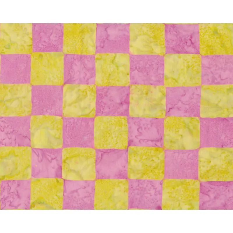 Batik-Patchworkstoff ARTISAN BATIKS, Karo, rosa-pastellgelb