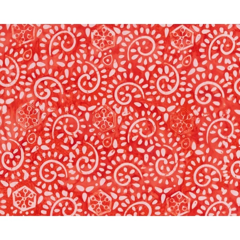 Batik-Patchworkstoff LATITUDE BATIKS, Tupfen-Kringel, hellrot-gebrochenes weiß, Moda Fabrics