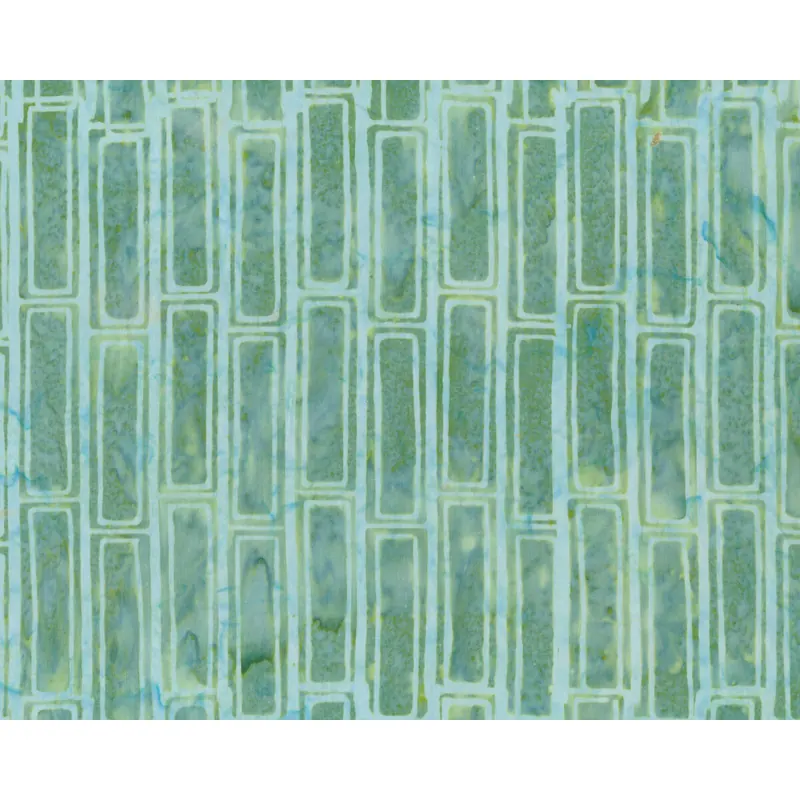Batik-Patchworkstoff LATITUDE BATIKS, Ziegel-Rechtecke, gedecktes hellgrün-mintgrün, Moda Fabrics