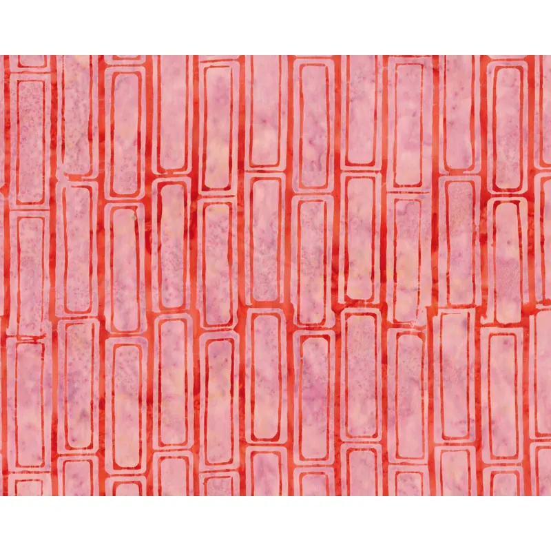 Batik-Patchworkstoff LATITUDE BATIKS, Ziegel-Rechtecke, hellrot-lachsrosa, Moda Fabrics