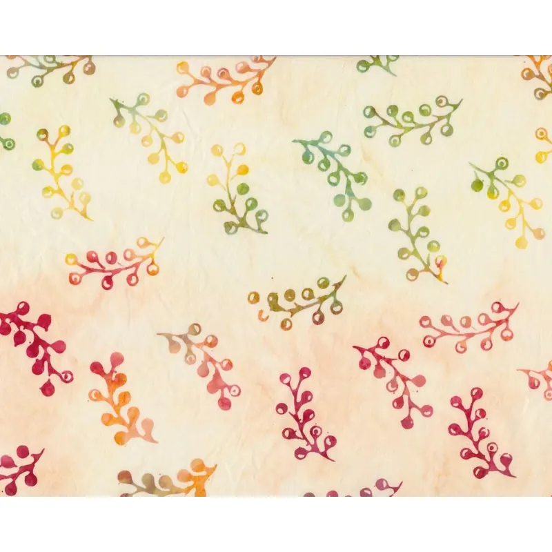 Batik-Patchworkstoff ONE FOR YOU ONE FOR ME, Beeren-Zweige, creme-pastellrot, Moda Fabrics