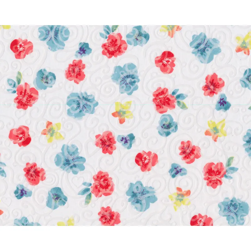 Batist FLORES SALLY, Ausbrenner-Kringel und Blüten, weiß-rot