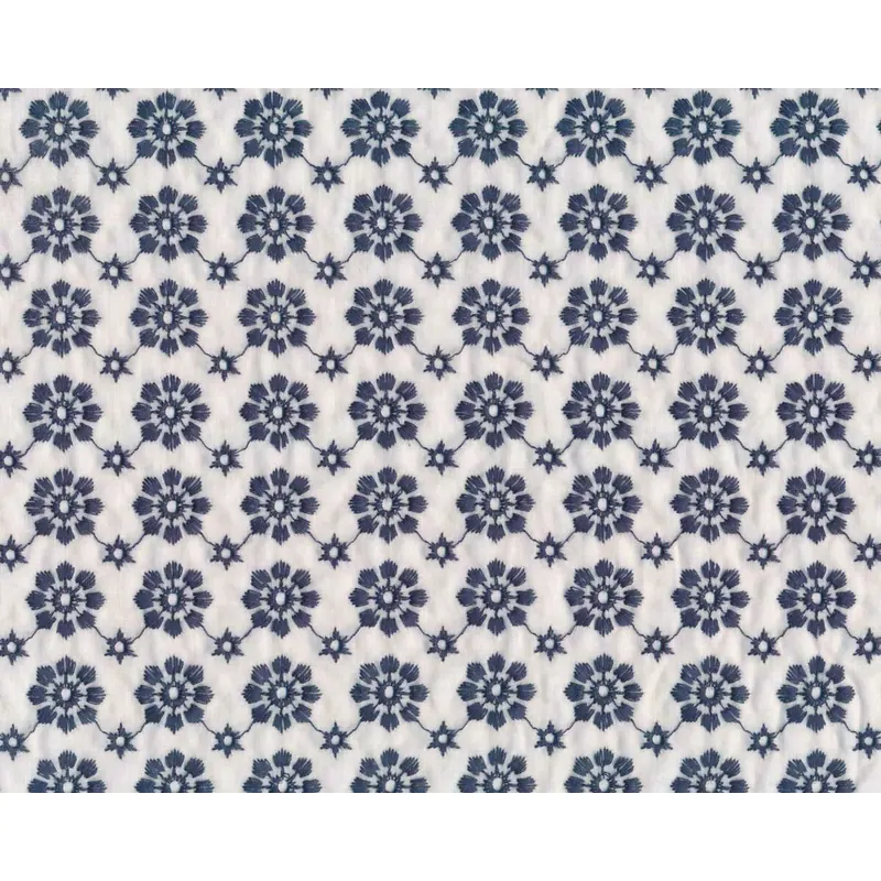 Baumwoll-Batist LANI mit Lochstickerei, Blumen, blaugrau, Toptex