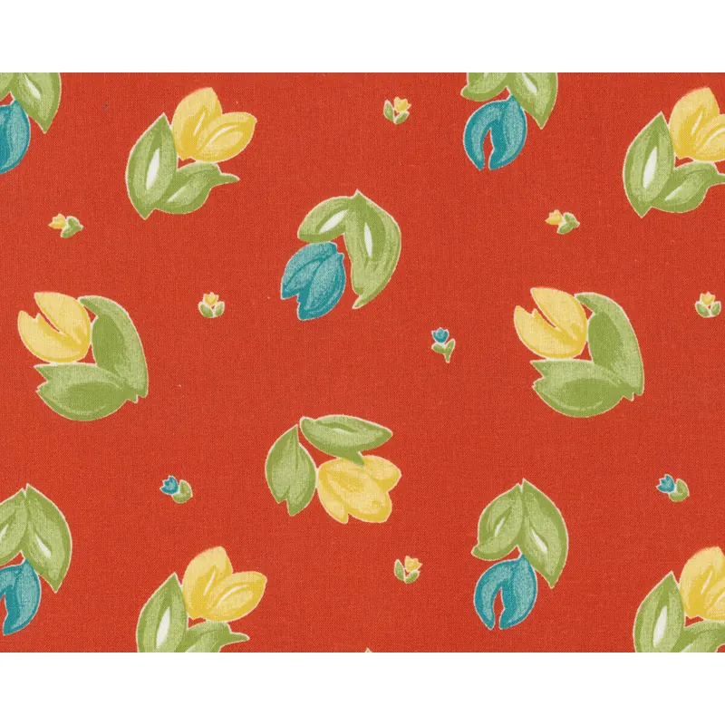 Baumwoll-Dekostoff mit kleinen Tulpen, terracotta