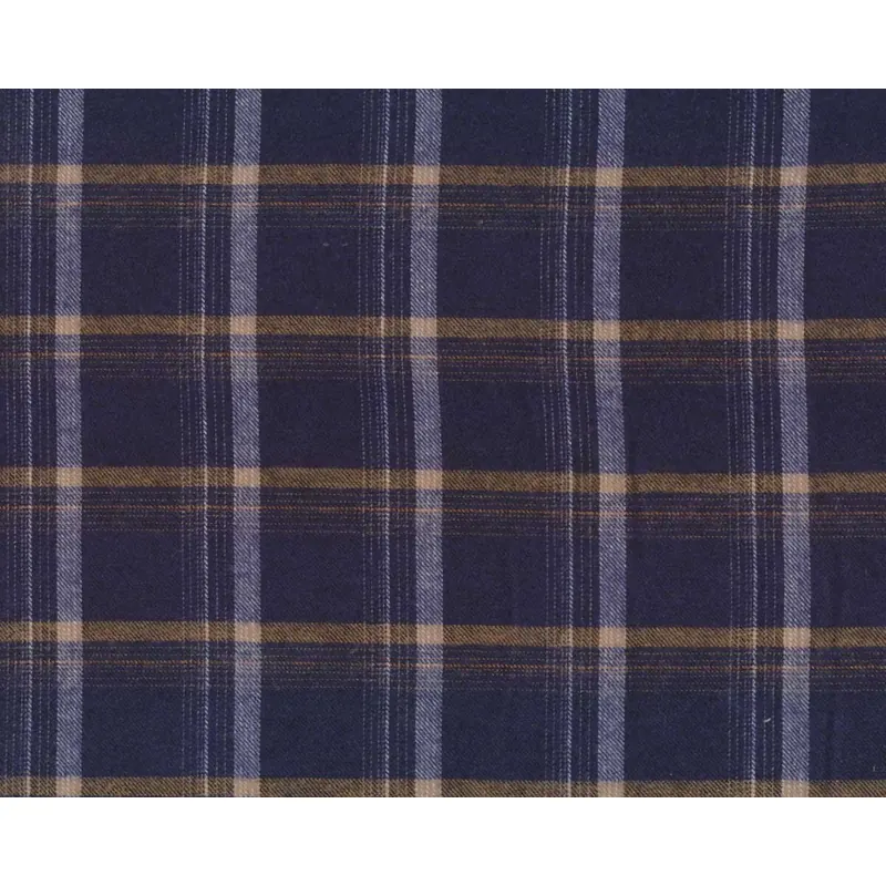 Baumwoll-Flanellstoff MAVERICK, Streifen-Karo, dunkelblau-hellbraun
