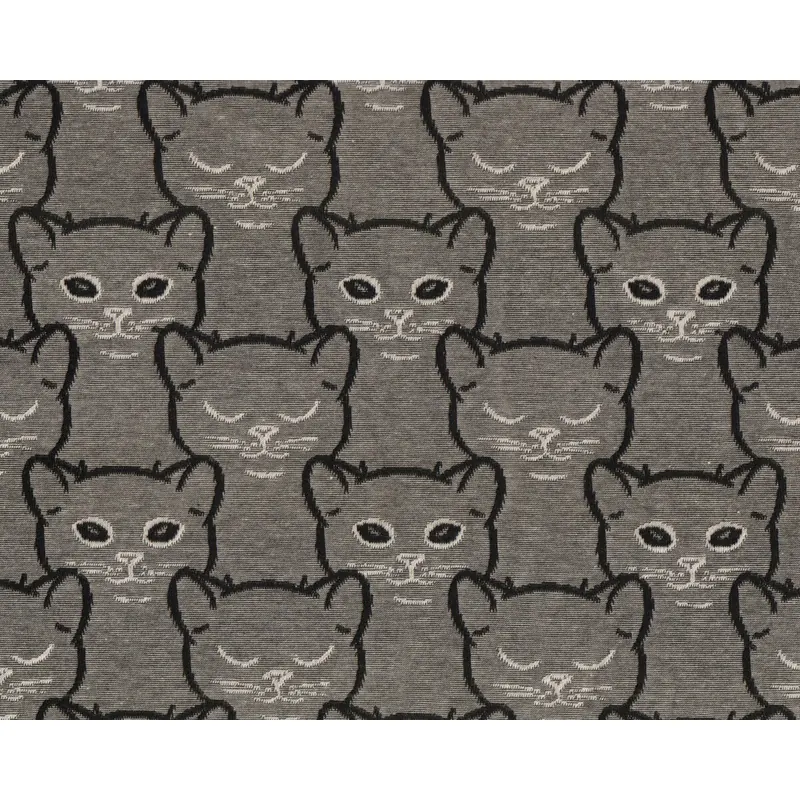Baumwoll-Jacquardjersey CAT HEADS, Katzen, anthrazit