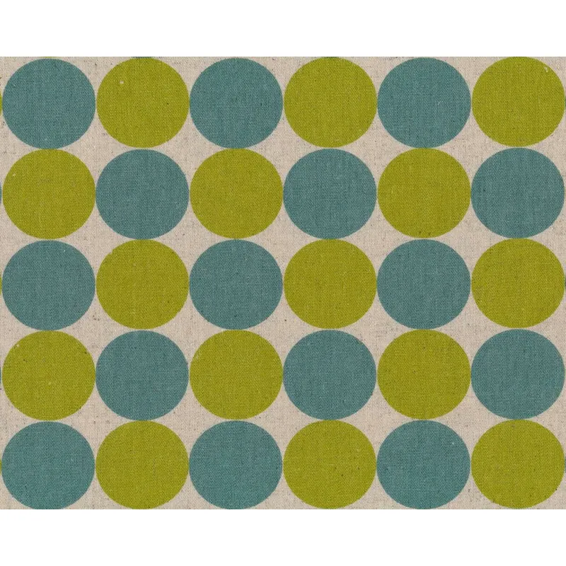Baumwoll-Leinen-Patchworkstoff NECO, Kreise, gedecktes petrol-limette, Moda Fabrics