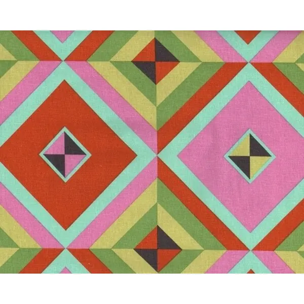 Baumwoll-Leinen-Stoff HAPI SKY PYRAMID, Viereckmuster, terracotta, Free Spirit