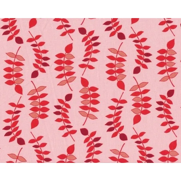 Baumwoll-Leinen-Stoff JENAVEVE LINEN, Blattzweige, rosa, Free Spirit
