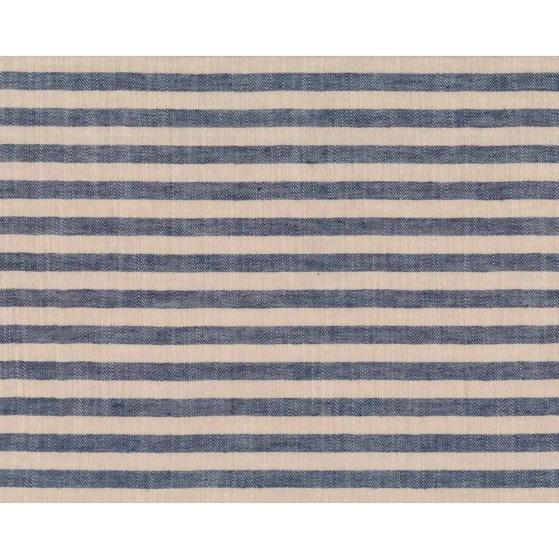 Baumwoll-Leinenstoff SARON, Streifen, beige-blau, Hilco