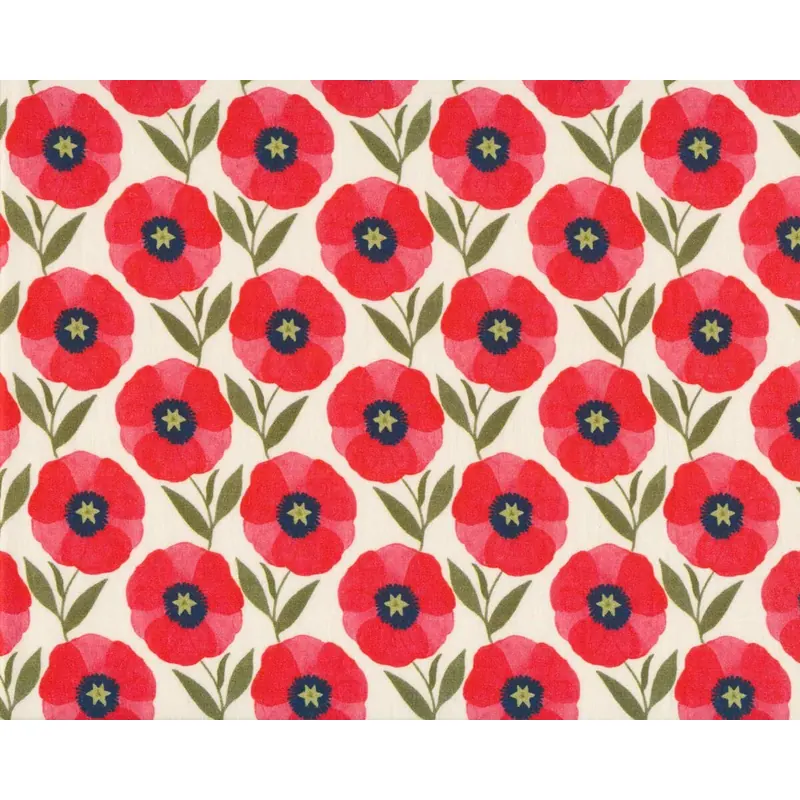 Baumwoll-Popeline EMILIE, Mohnblumen, rot, Hilco