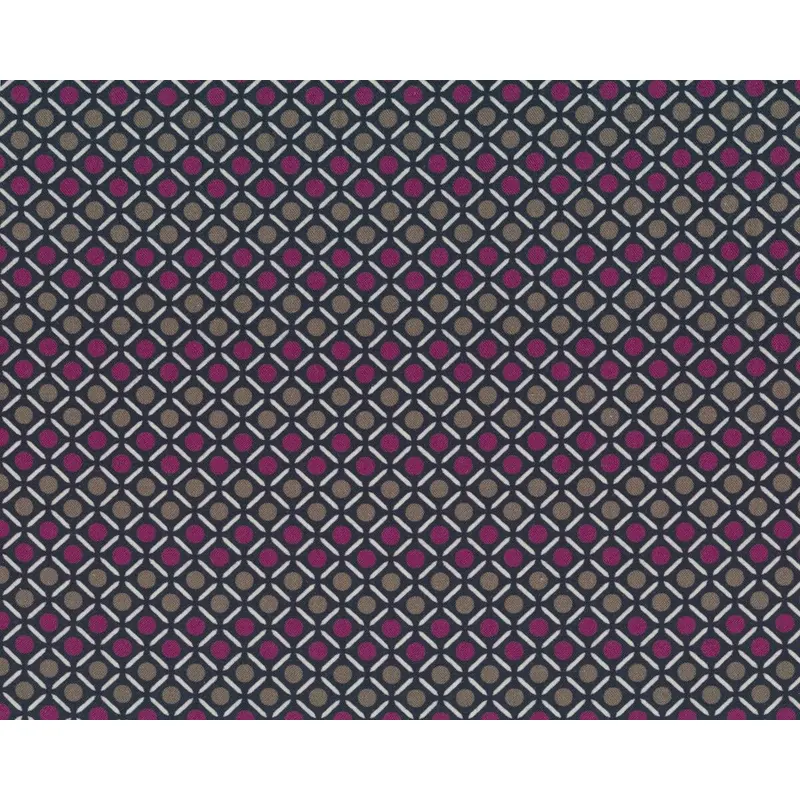 Baumwoll-Stretch GWEN, Raster-Kreise, fuchsia, Toptex