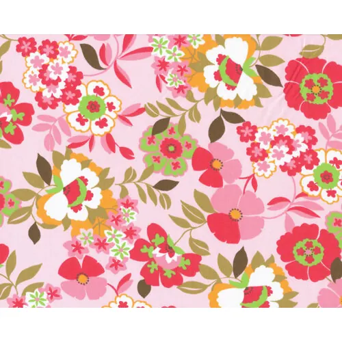 Baumwolle SALTA mit Blumen und kleinen Sträußen, rosa-pastellrot