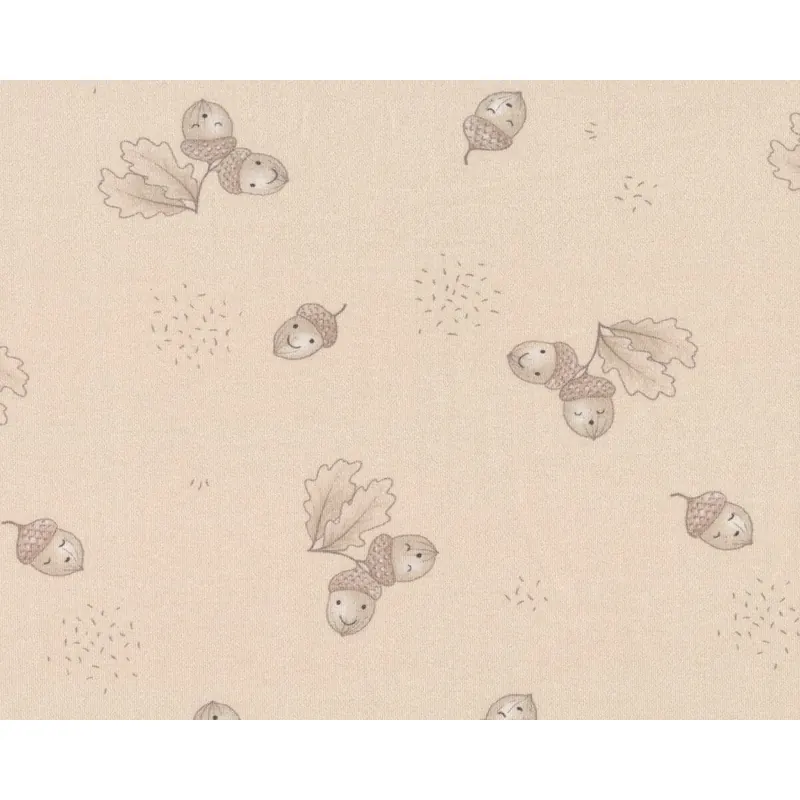 Baumwolljersey ACORN POESIE, Eicheln, hellbeige, Hilco