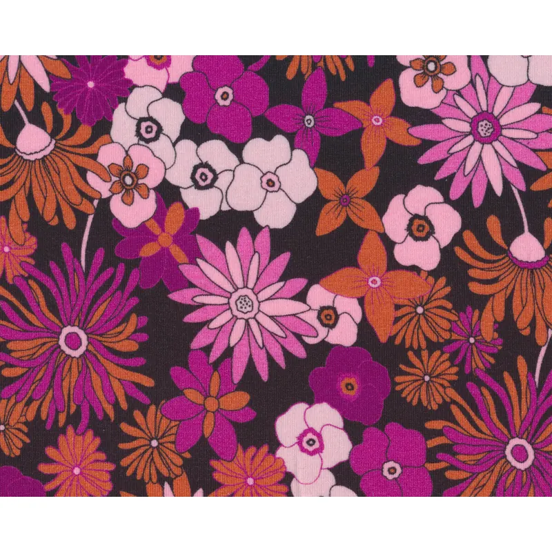 Baumwolljersey AVALANA FLORADO, Blüten, lila