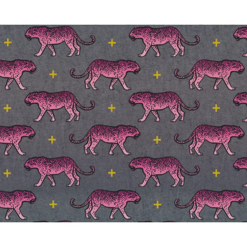 Baumwolljersey CHECK POINT LEO, Leoparden, grau, Albstoffe