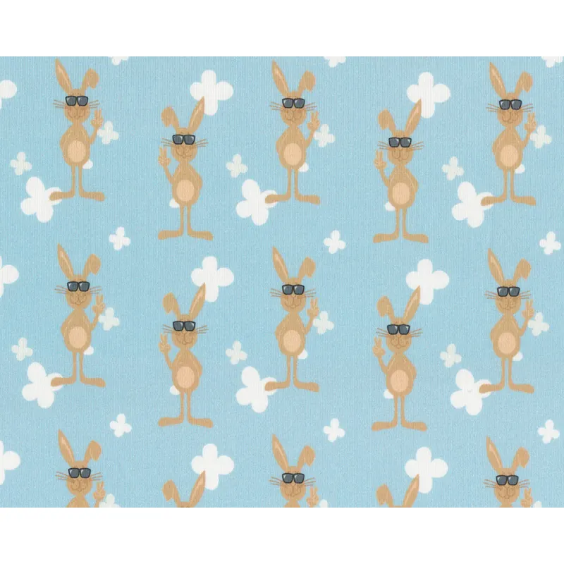 Baumwolljersey COOL BUNNY, Hasen, helles hellblau-hellbraun