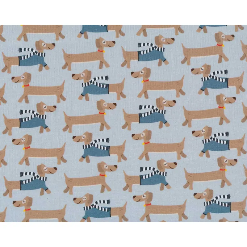 Baumwolljersey COOL DOGS, Dackel, blau, Swafing