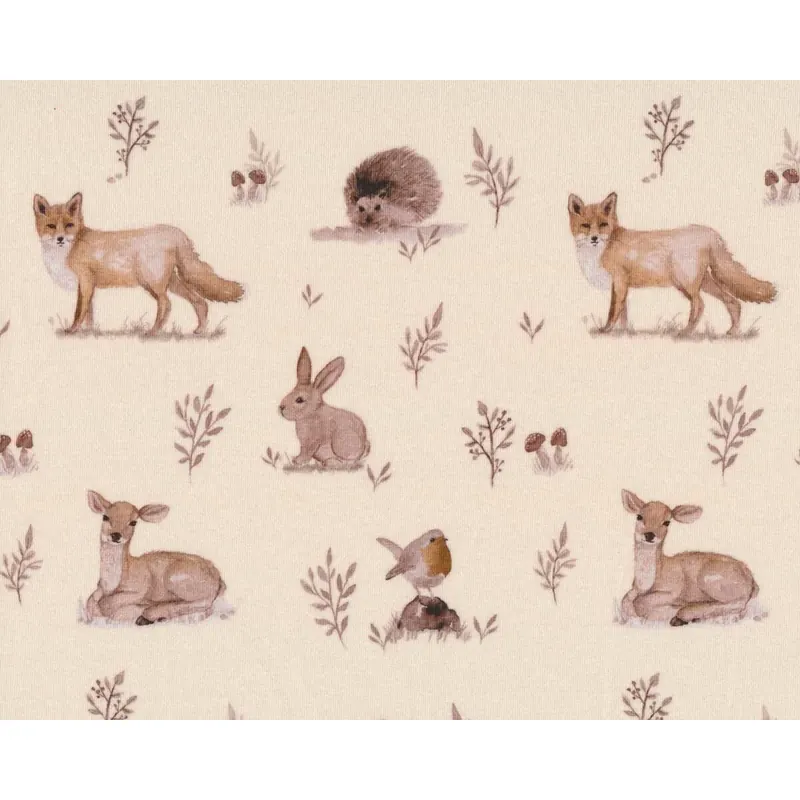 Baumwolljersey FOREST ANIMALS, Fuchs, beige, Christiane Zielinski