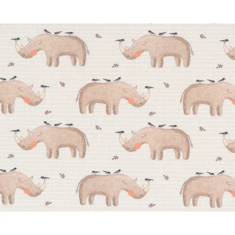 Baumwolljersey I LIKE AFRICA, Nashorn, beige, Hilco