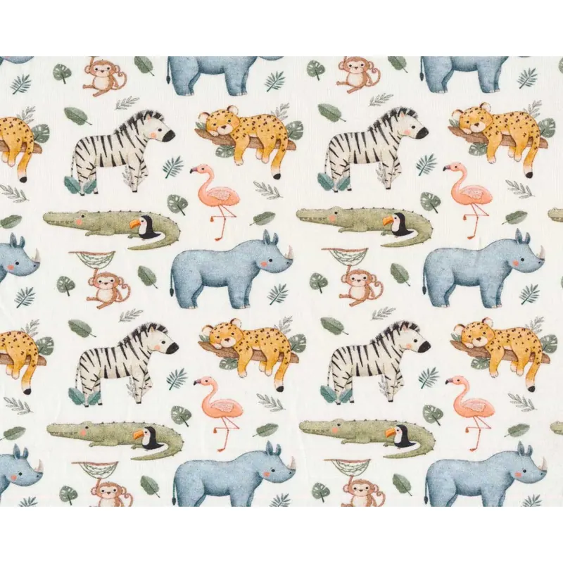 Baumwolljersey I LIKE AFRICA, Zootiere, grün, Hilco