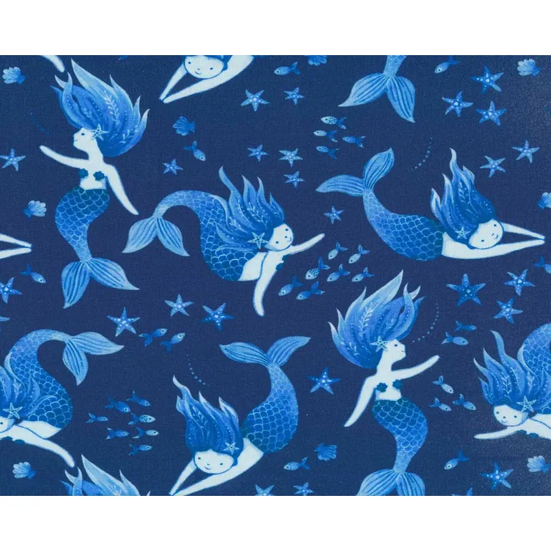 Baumwolljersey INKY MERMAID, Meerjungfrau, dunkelblau-hellblau, Hilco