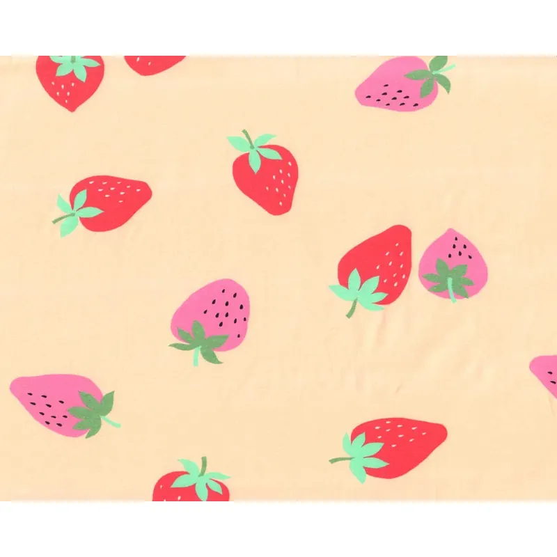 Baumwolljersey LAS FRUTTAS, Erdbeeren, pastellgelb, Hilco