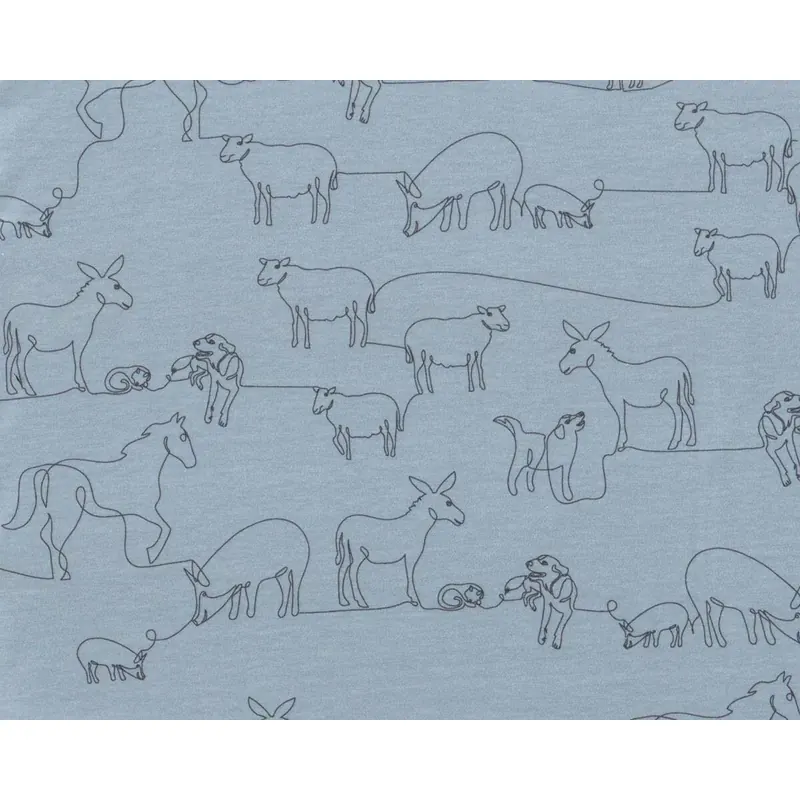 Baumwolljersey MAX, MINNIE AND ALL, Tier-Linie, taubenblau, bienvenido colorido