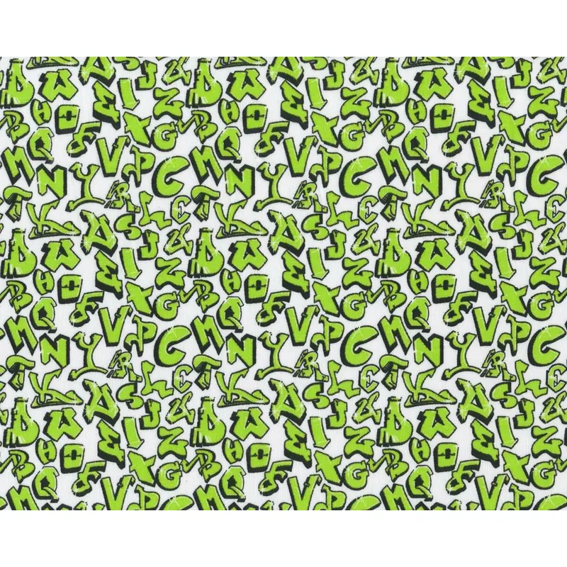 Baumwolljersey mit Elasthan LILLY ABC, Buchstaben, hellgrün-weiß
