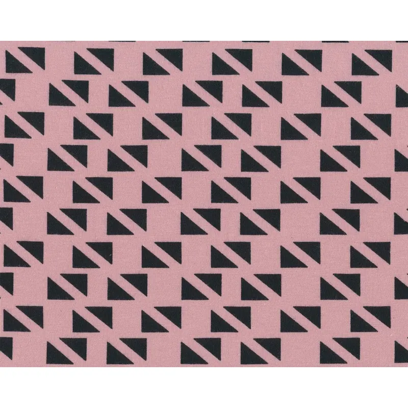 Baumwolljersey mit Elasthan TRIANGOLO, Dreieck-Streifen, altrosa-schwarz