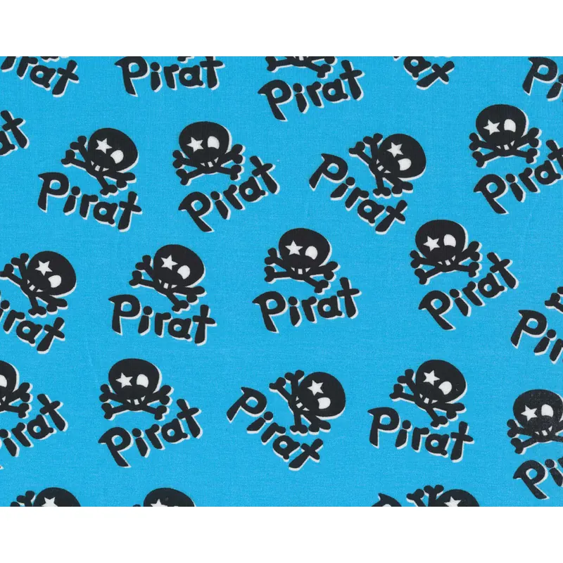 Baumwolljersey PIRATO, Schrift & Totenkopf, Hilco